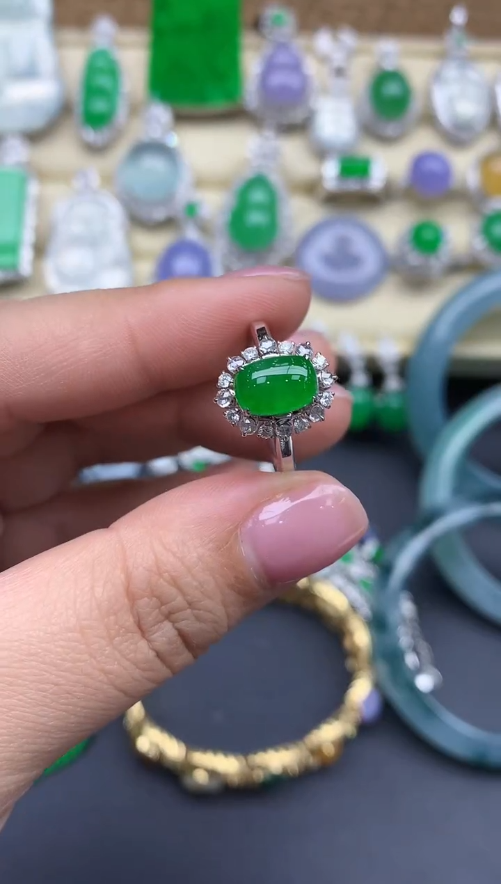 【闪购商品】翡翠戒指18K金镶嵌420--中国好珍宝