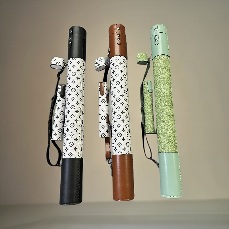 4孔圆筒拼接款/浮雕款/老花款/1/2大头台球杆杆桶/手工缝制