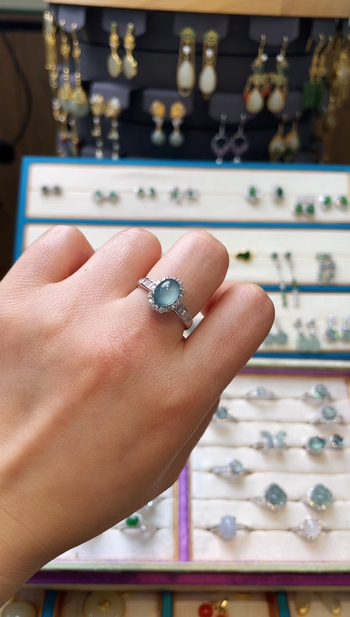 【闪购商品】翡翠挂件银S925镶嵌戒指