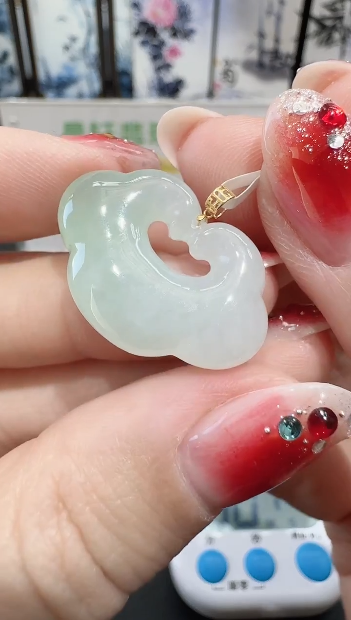 颈饰18K金镶嵌翡翠粗*寄售回流，不退不换