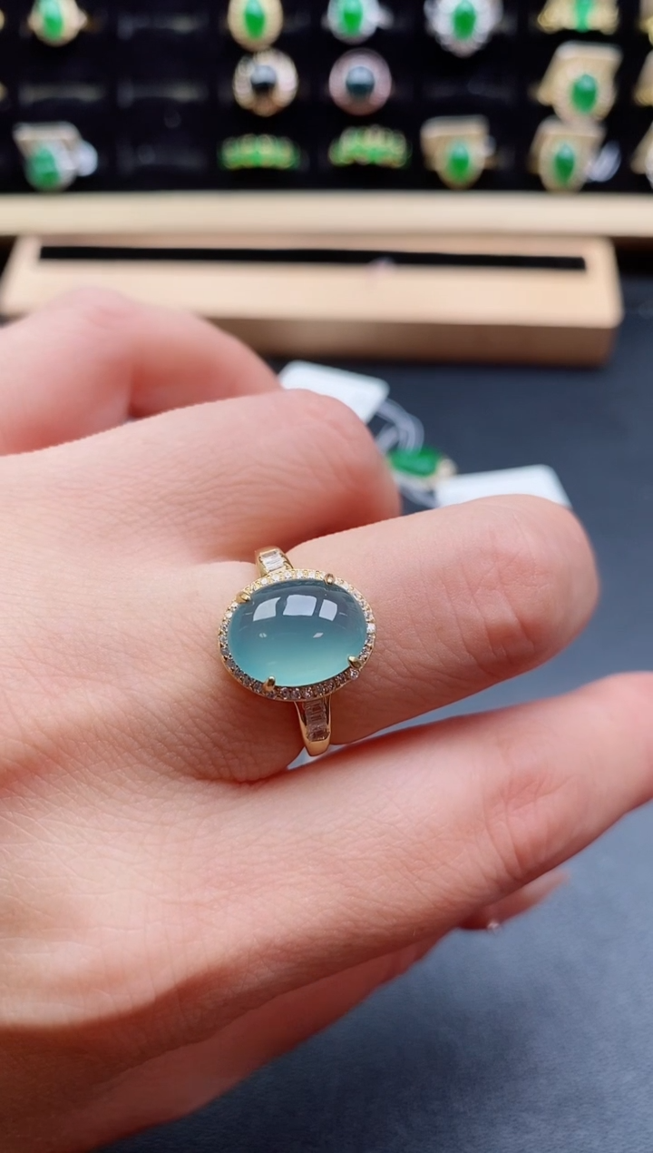 银S925镶嵌戒指翡翠1