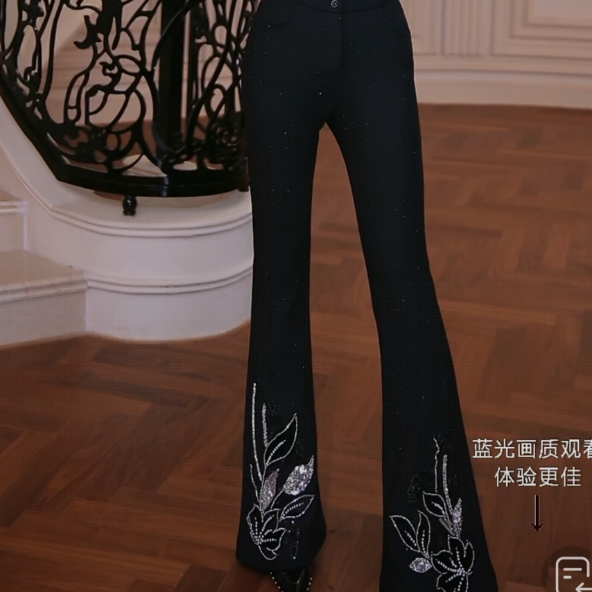 【芙娜妮】2025秋冬季女款爆款轻奢洋气百搭休闲喇叭裤F2531283B