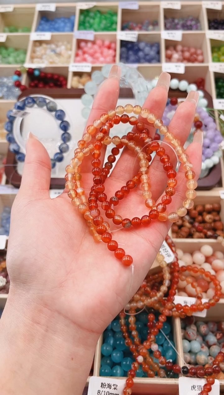 未镶嵌手链玛瑙/玉髓宠粉玛瑙6mm