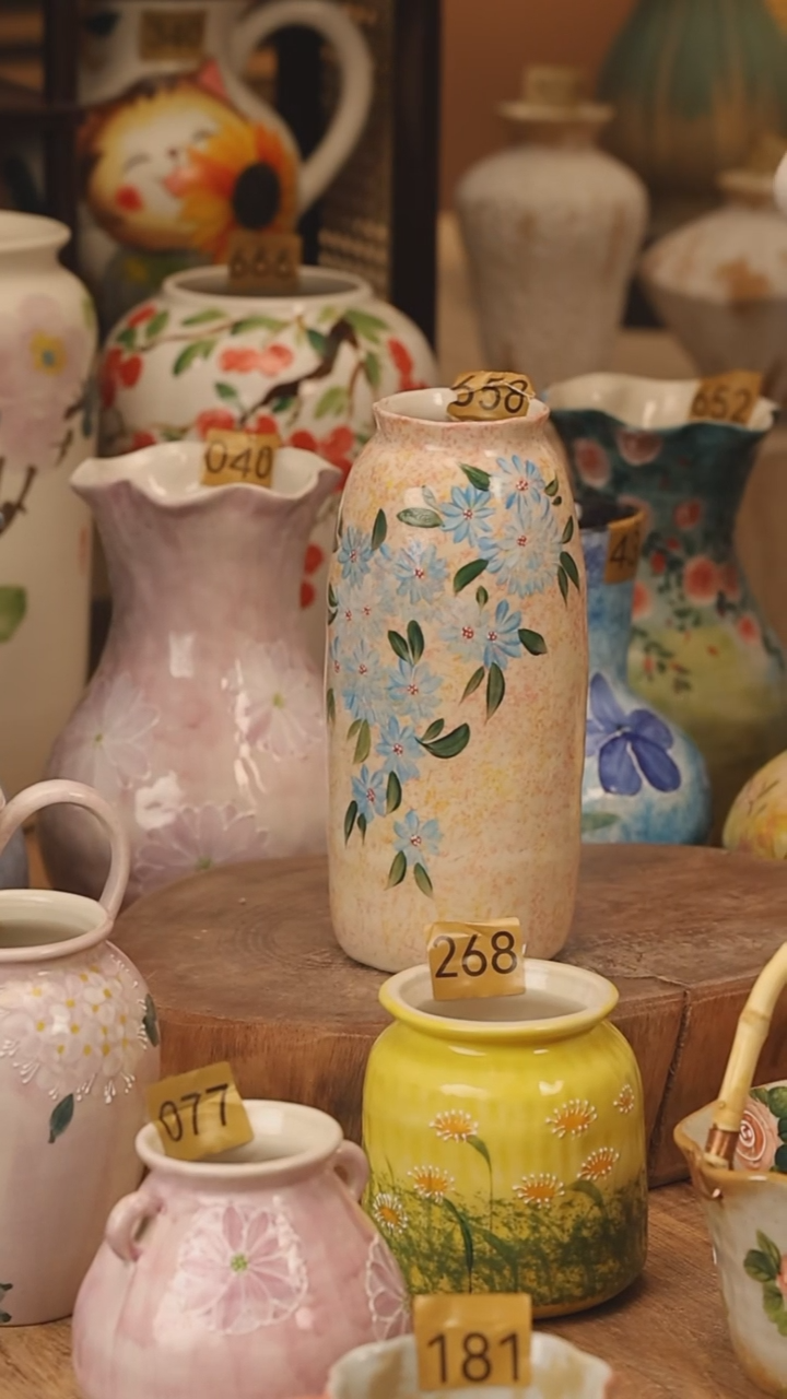 陶瓷景德镇设计师手作花器摆件侘寂风@M658@