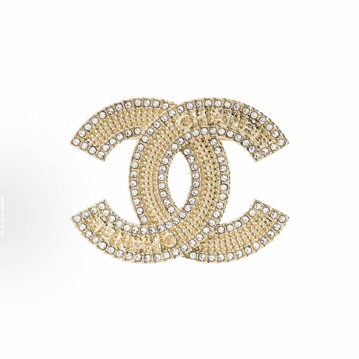 未使用 Chanel/香奈儿 【念念】23S 字母LOGO水钻镶边双C 胸针 