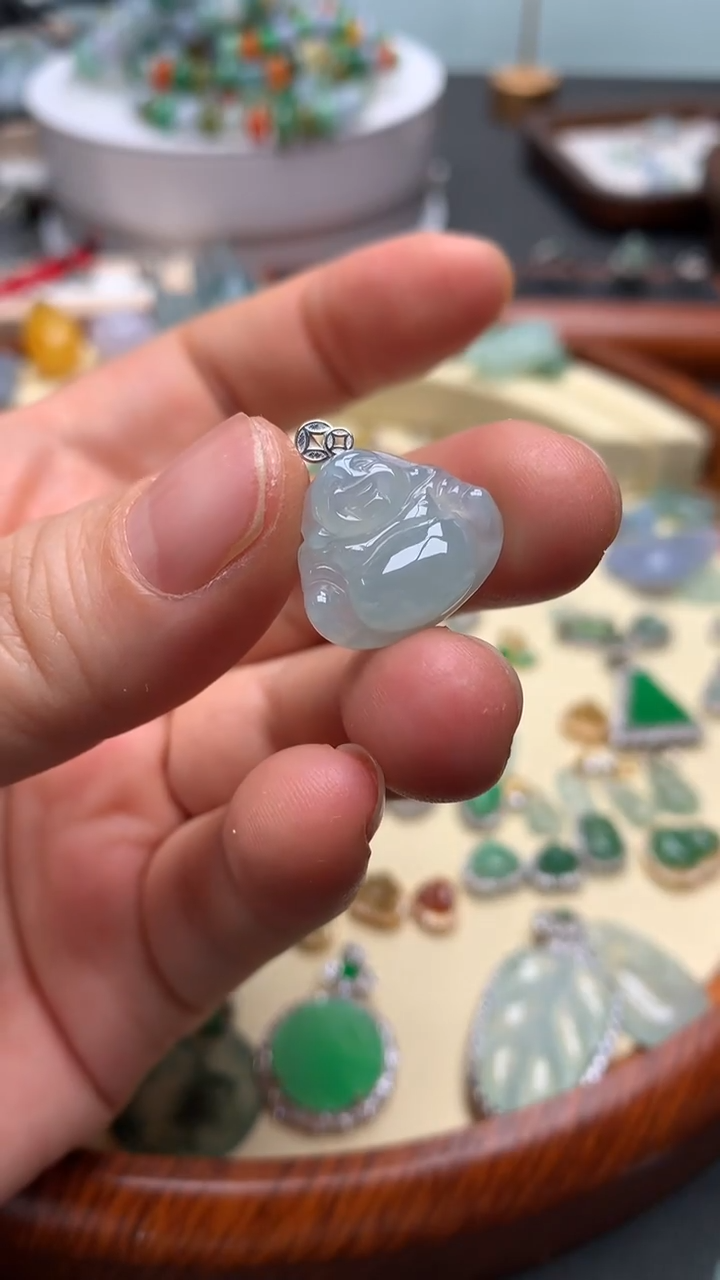 【闪购商品】翡翠颈饰18K金镶嵌翡翠镶嵌佛公
