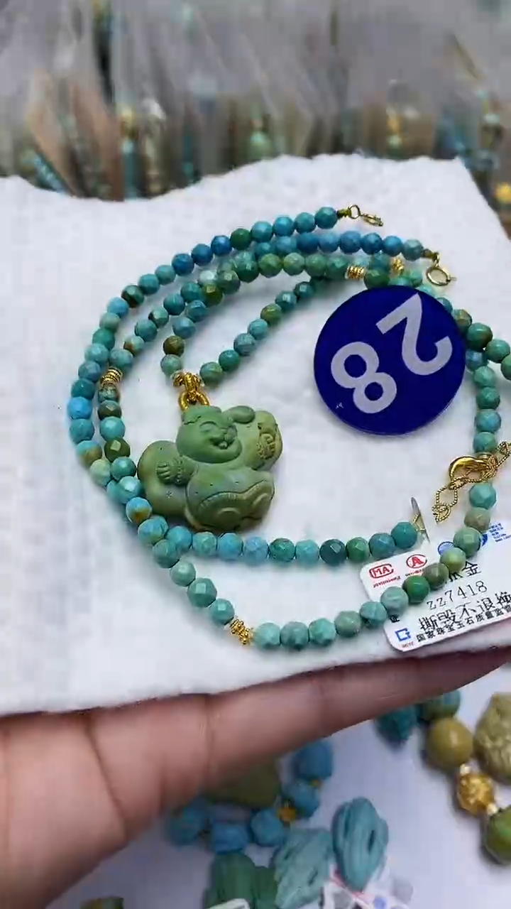 【闪购商品】绿松石项链18K金镶嵌28