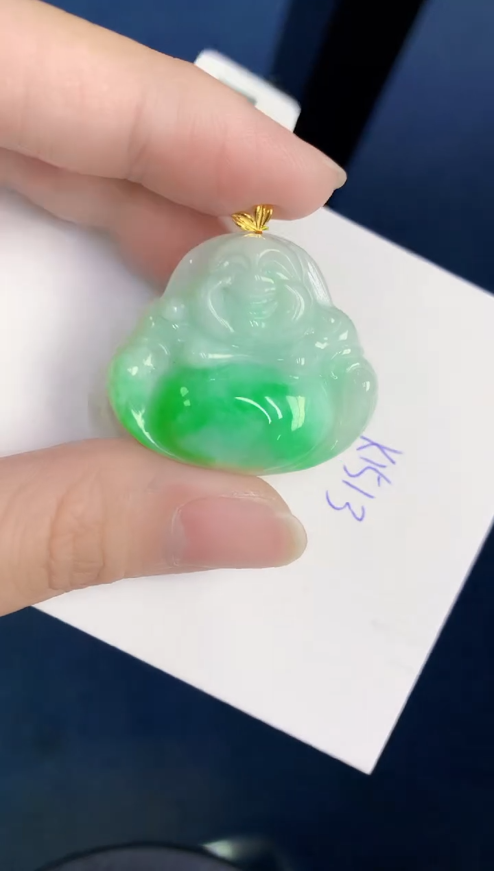 颈饰18K金镶嵌翡翠天然翡翠缅甸A货