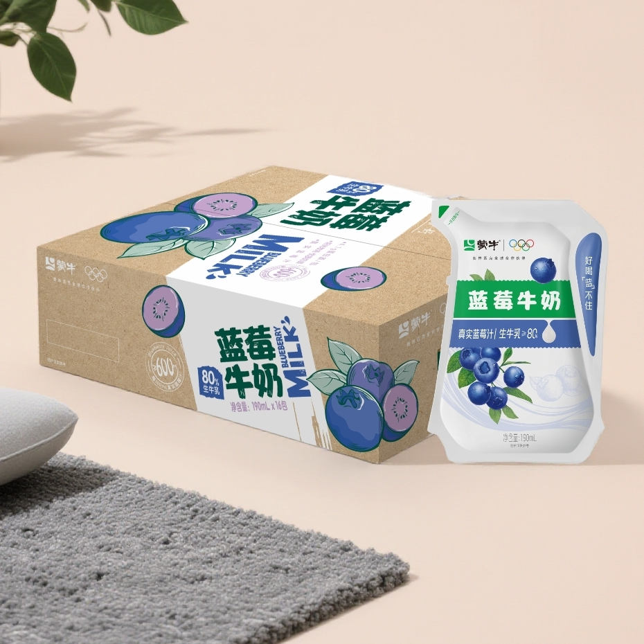 （11月15号日期）蒙牛蓝莓牛奶全脂调制乳爱克林190ml×16包