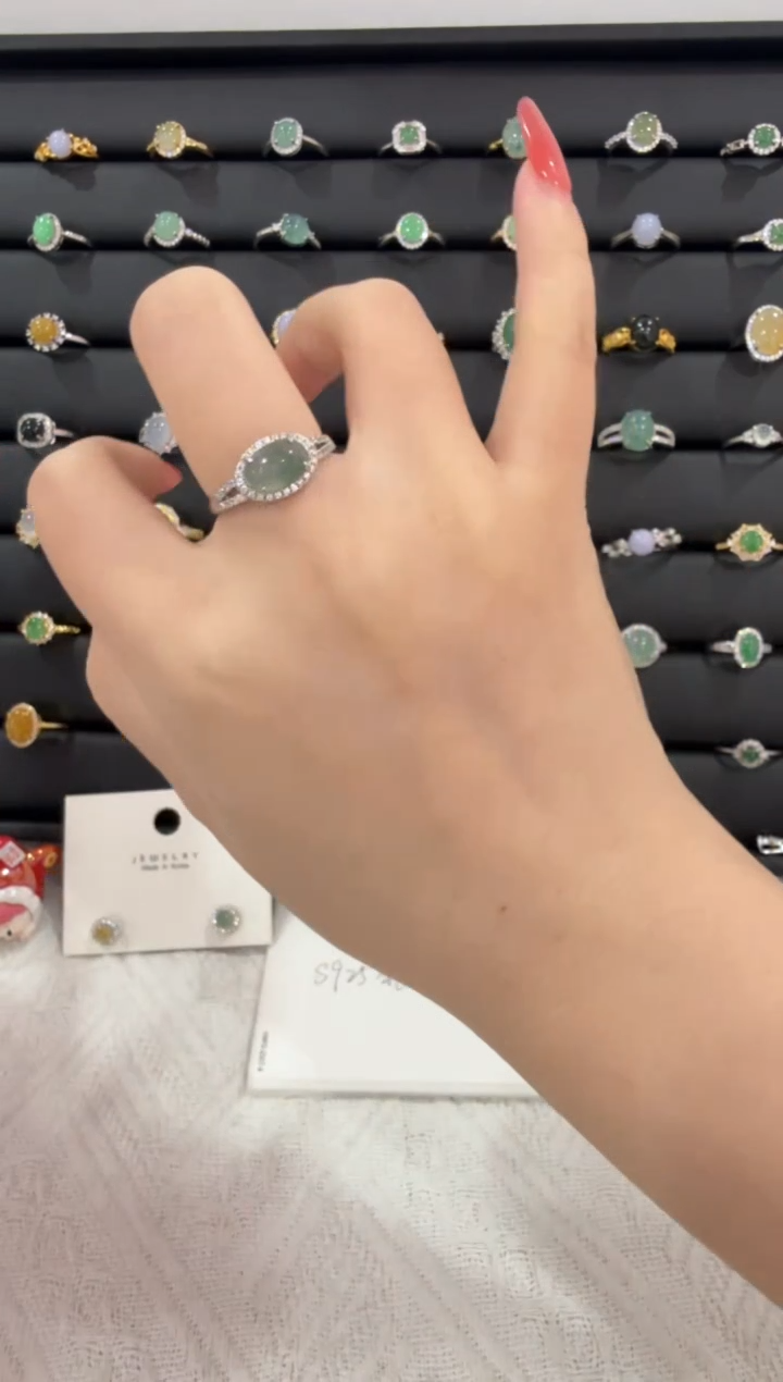 银S925镶嵌戒指翡翠028