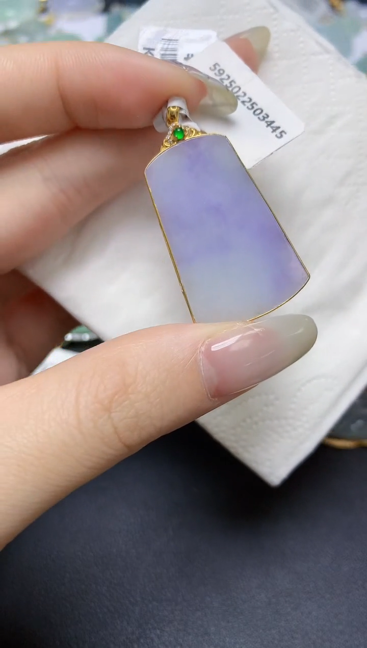 【闪购商品】翡翠18K金镶嵌颈饰天然缅甸翡翠A货