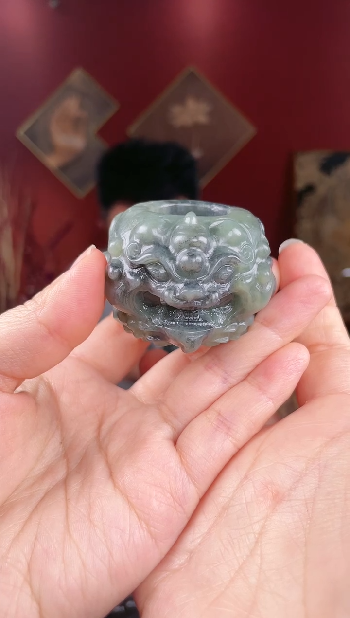 【闪购商品】和田玉戒指未镶嵌青花兽面