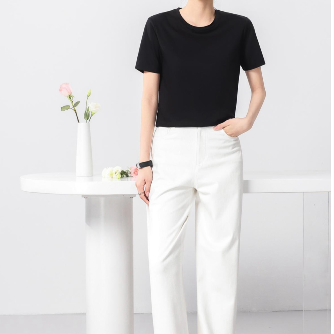 【大牌品质】【桑蚕丝成分】多色舒适女款精致圆领T恤