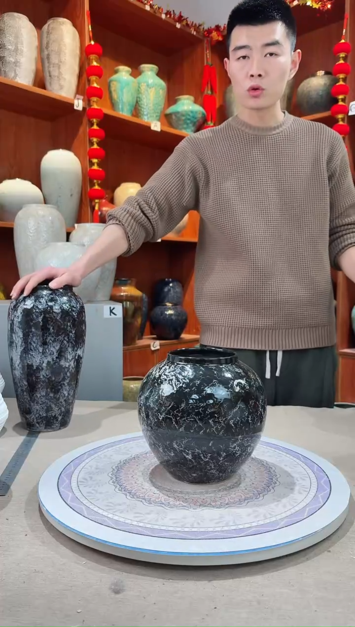 【闪购商品】瓶陶瓷花瓶 无花 黑白镜面小号