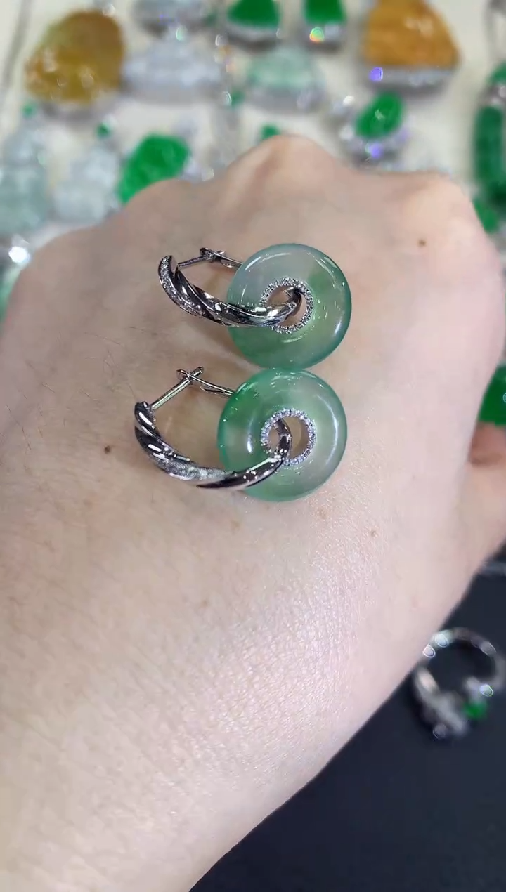 【闪购商品】翡翠耳饰18K金镶嵌 B41多样性一件发货