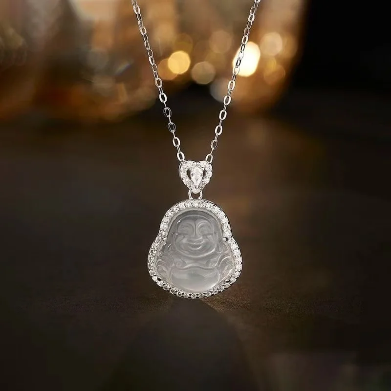 通体  999足银同款 H256爱心佛公项链