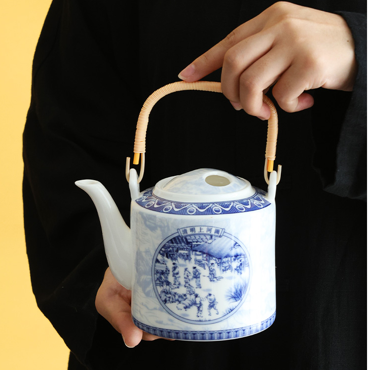 德化云仓 清明上河图提梁壶防烫泡茶壶凉水壶-5030（直播专享）