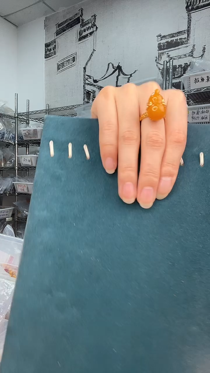 裸石琥珀银S925镶嵌A2907天然蜜蜡