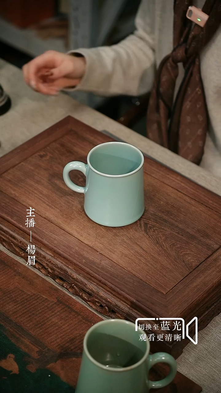 我*我手工咖啡杯300ml-晓青汝瓷（开片）-眉