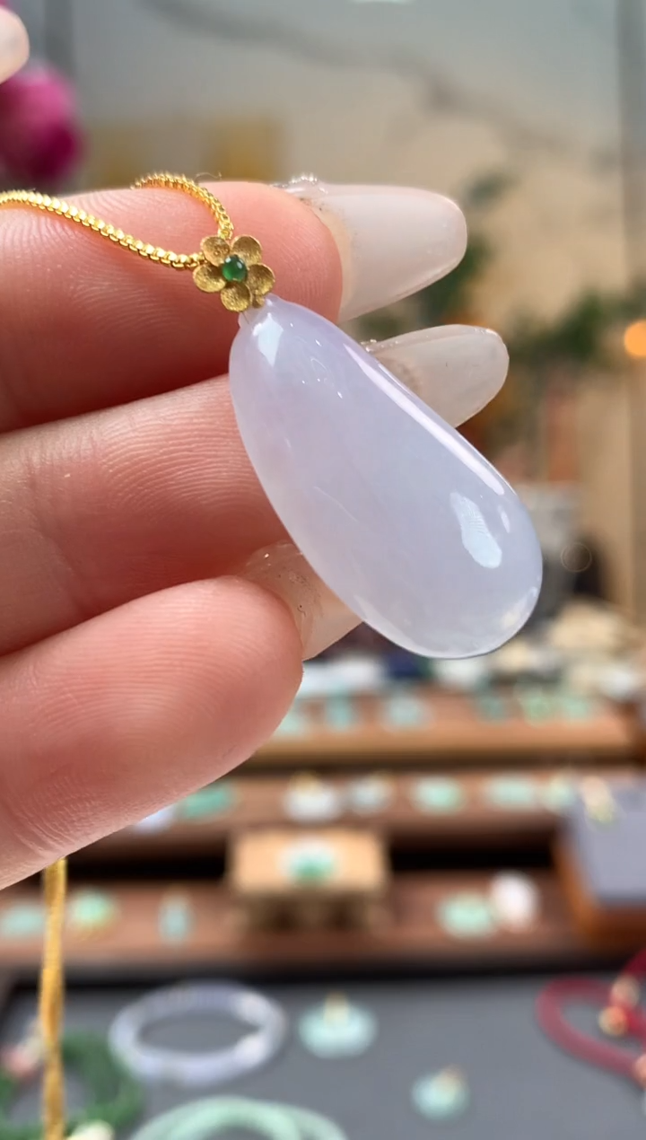 【闪购商品】翡翠吊坠(不含链)18K金镶嵌福瓜