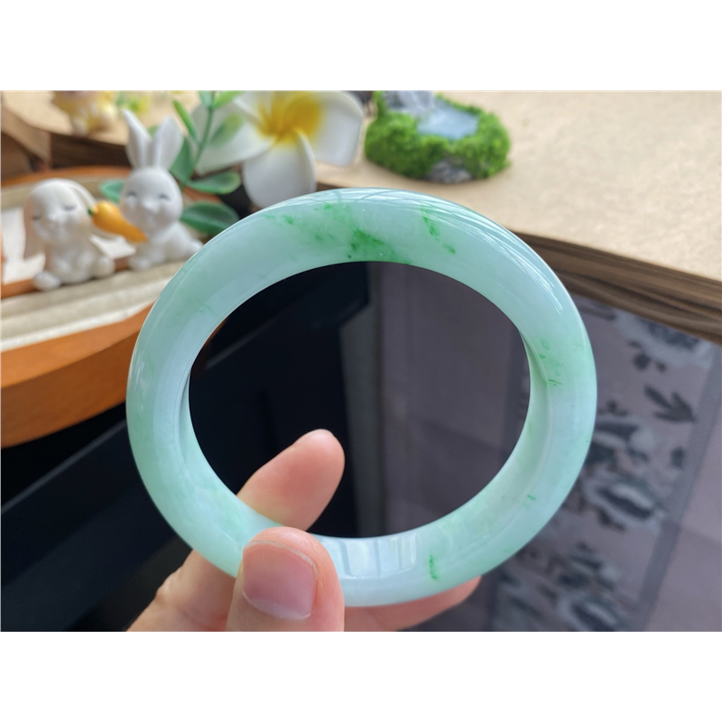 天然翡翠10.02批8829号59.4-12.8-9.1！大圈口！阳绿天然翡翠手镯