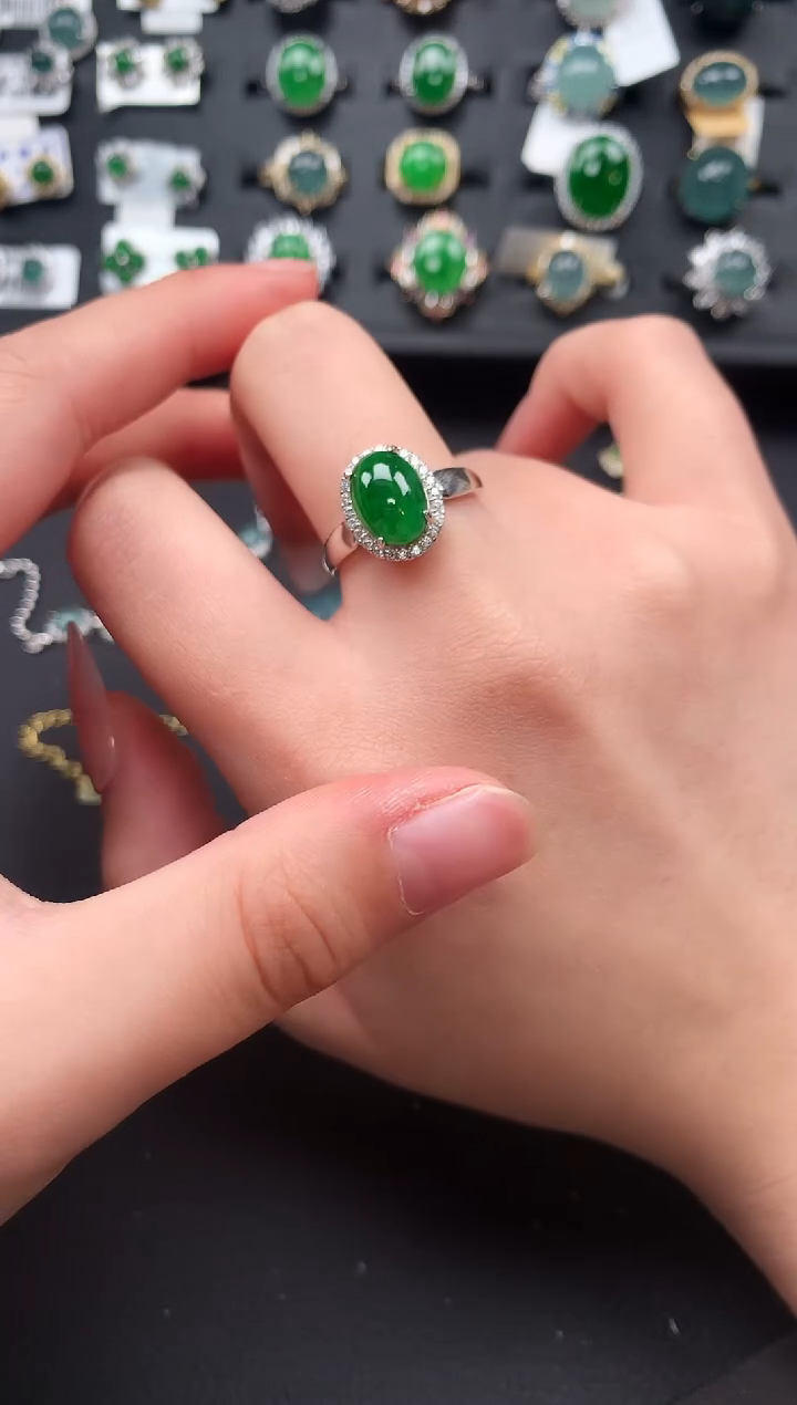 【闪购商品】翡翠戒指银S925镶嵌62141