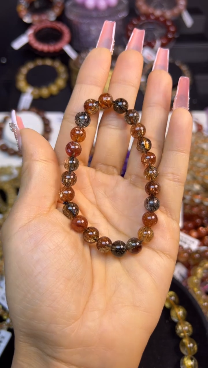 未镶嵌手串水晶黑金超7.8mm