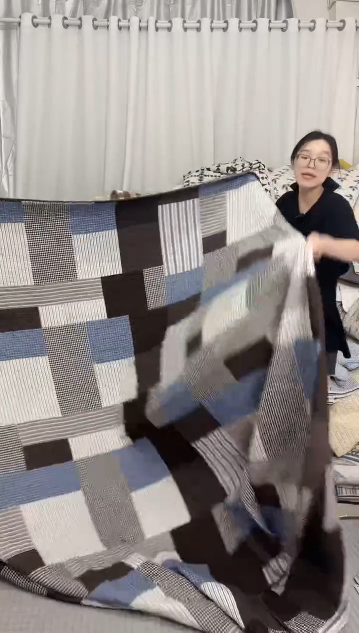棉230*250蓝咖格