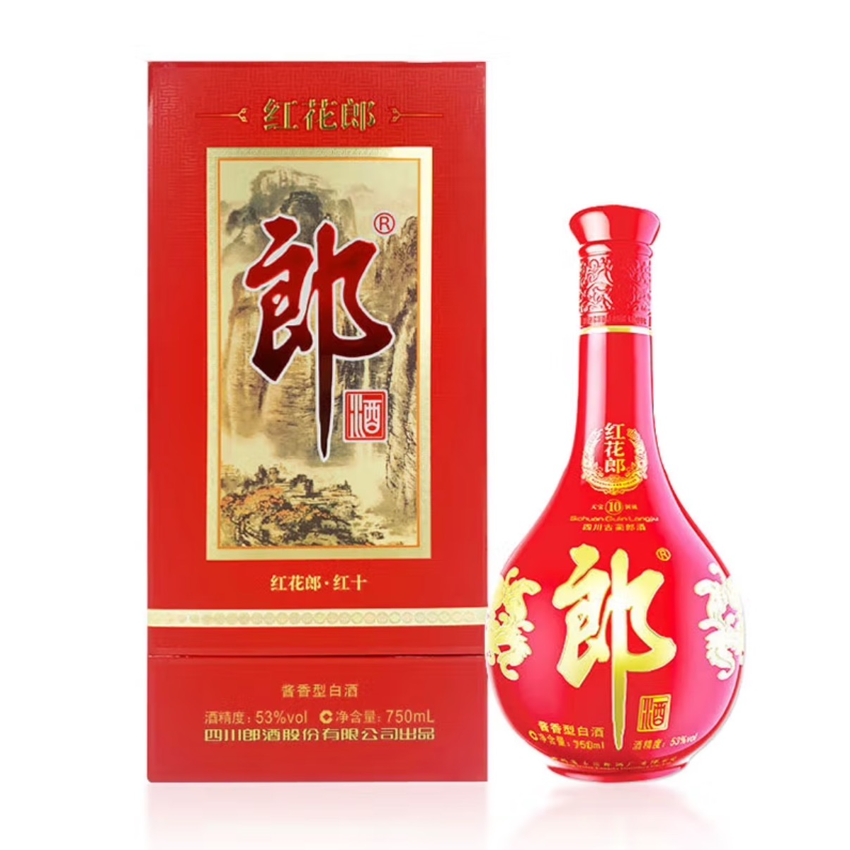 郎酒红花郎红十 酱香型白酒53度750ml
