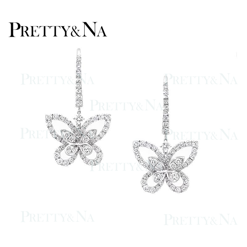 925银莫桑石耳饰 蝴蝶镶钻原创耳饰超仙甜美耳坠百搭气质饰品女