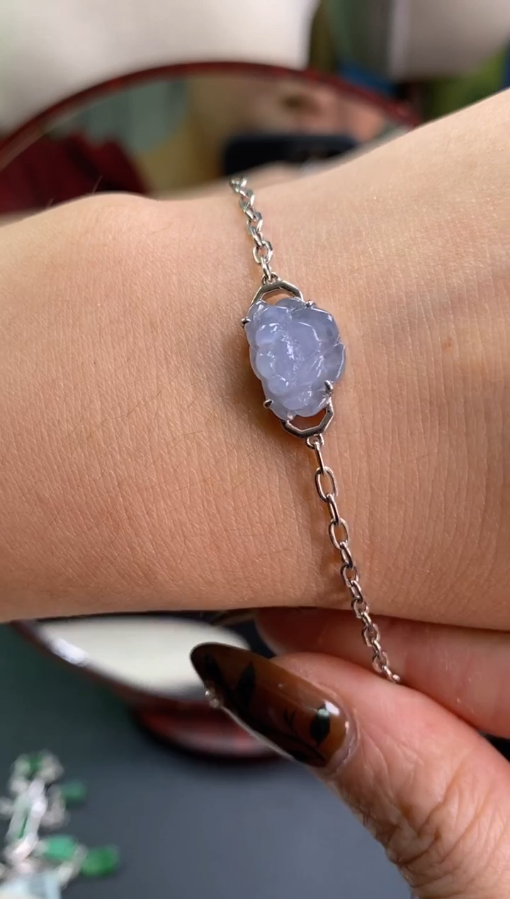 颈饰银S925镶嵌翡翠净货16875