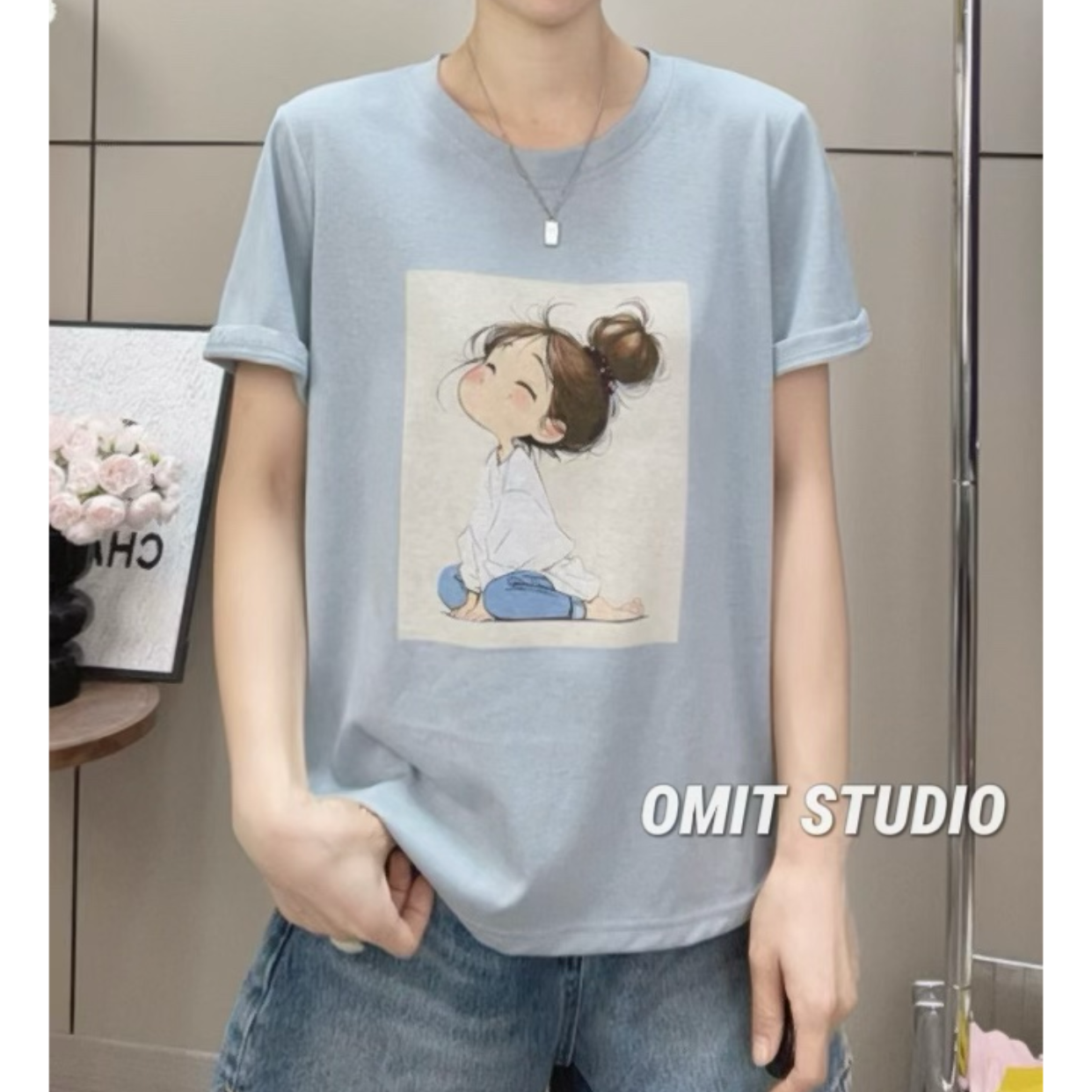 【142雪花棉】新款冰爽雪花棉透气凉快微宽松印花短袖