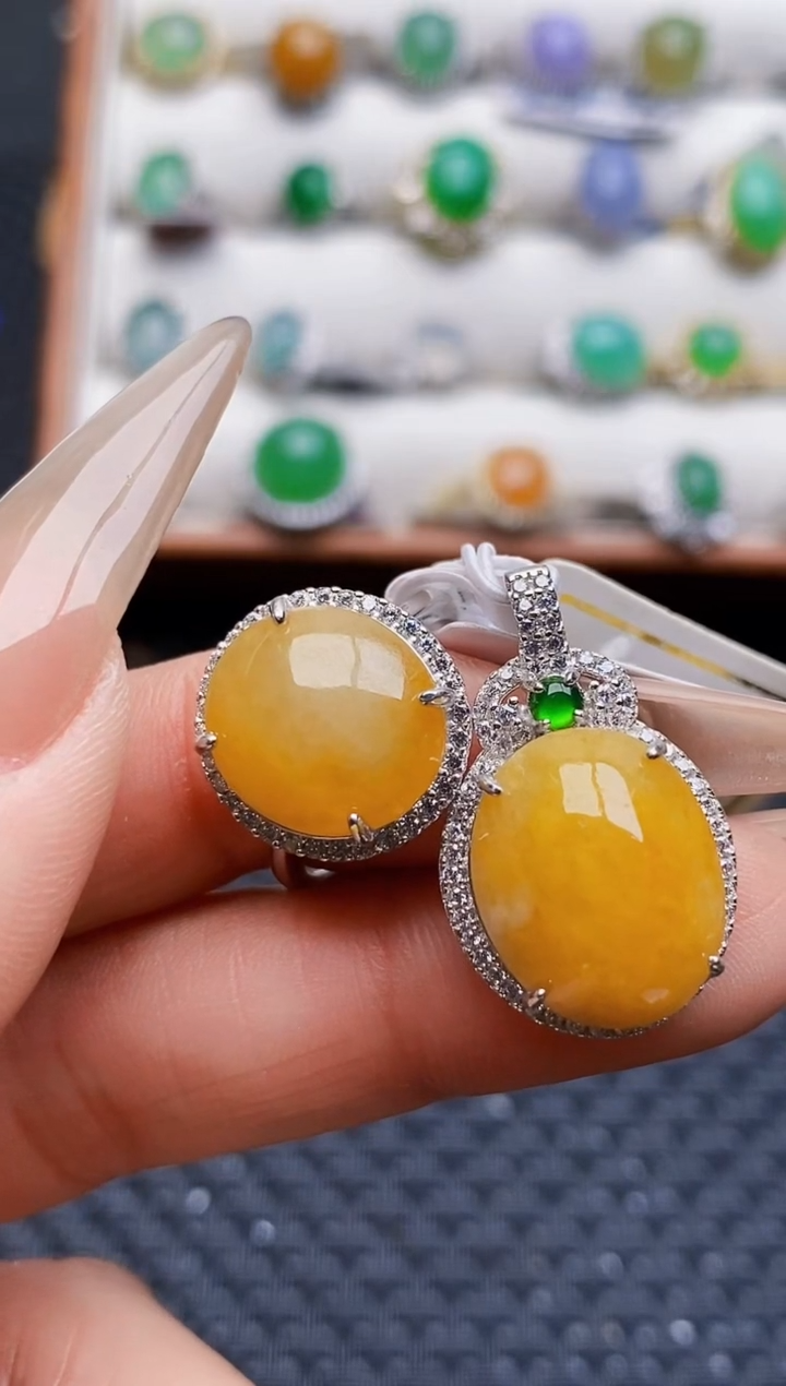 银S925镶嵌戒指翡翠3692