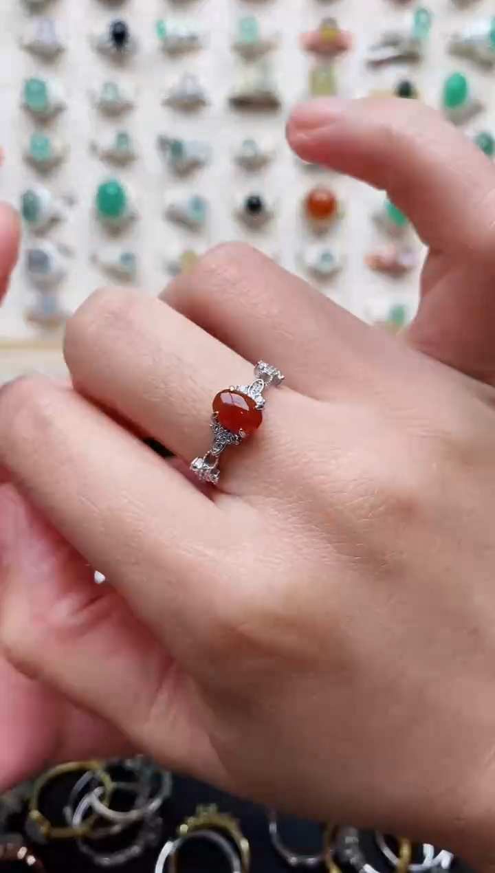 【闪购商品】翡翠戒指银S925镶嵌天然翡翠 222   2+