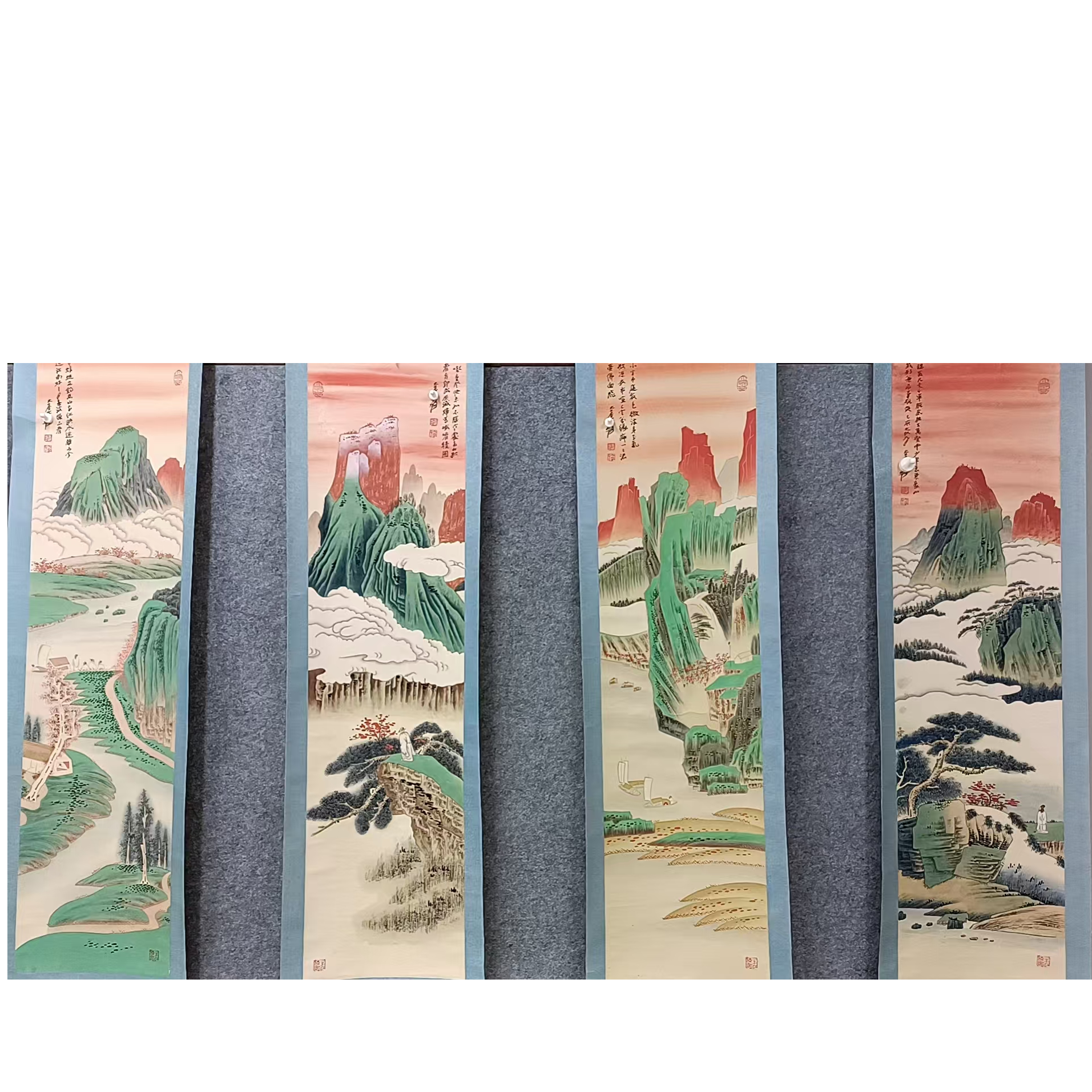 张    山水四条屏130*32*4