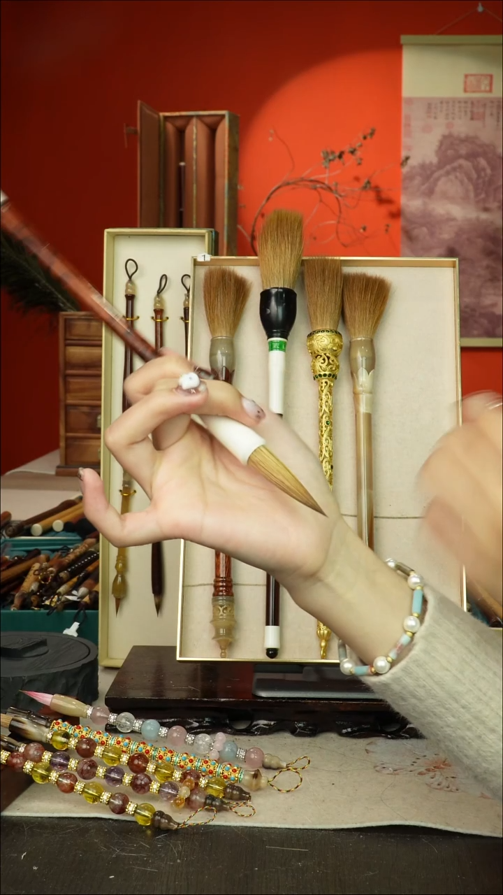 321号闪孤品高货毛笔链接 清水试笔 蘸墨不退