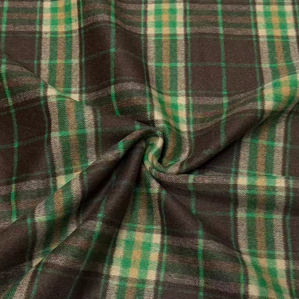 1000克【咖底绿格双面羊毛呢】冬季羊毛马甲西服外套面料