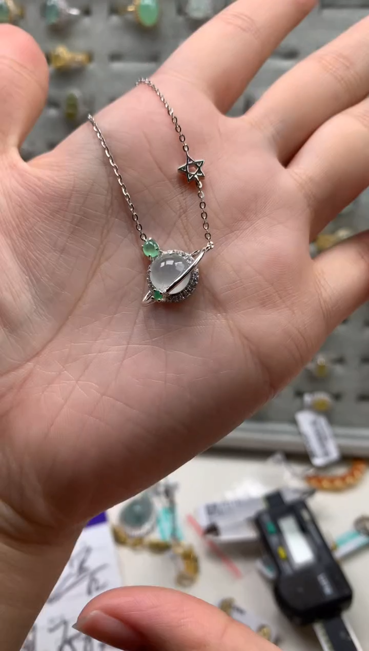 银S925镶嵌戒指翡翠?**✨项链