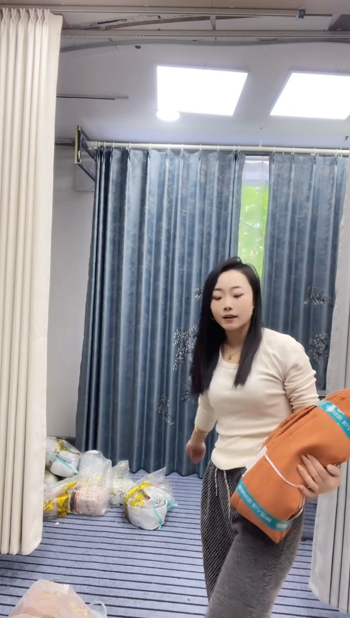 混纺棉麻橘色 6米挂钩