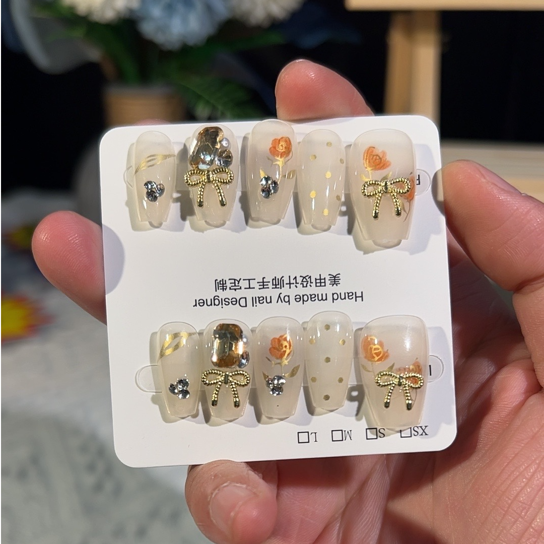 2025【大表哥美甲设计工作室】M296-T金色玫瑰时尚穿戴甲