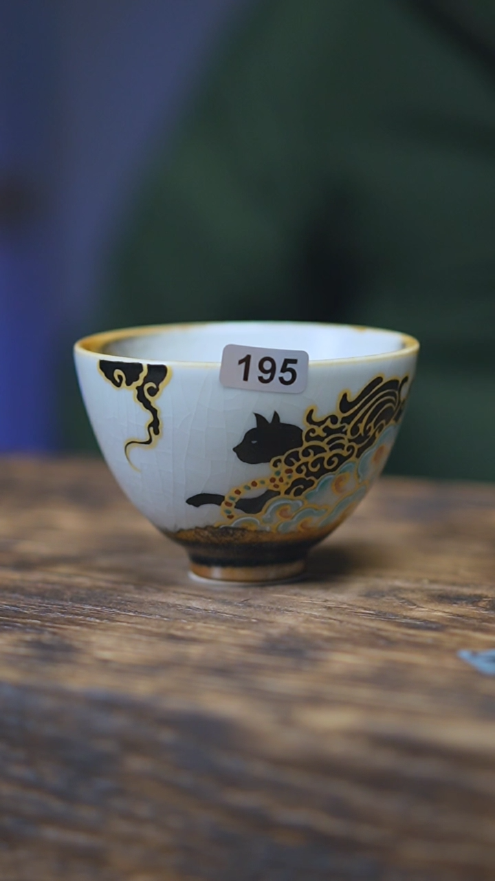 【闪购商品】195景德镇手绘玄猫窑变单杯