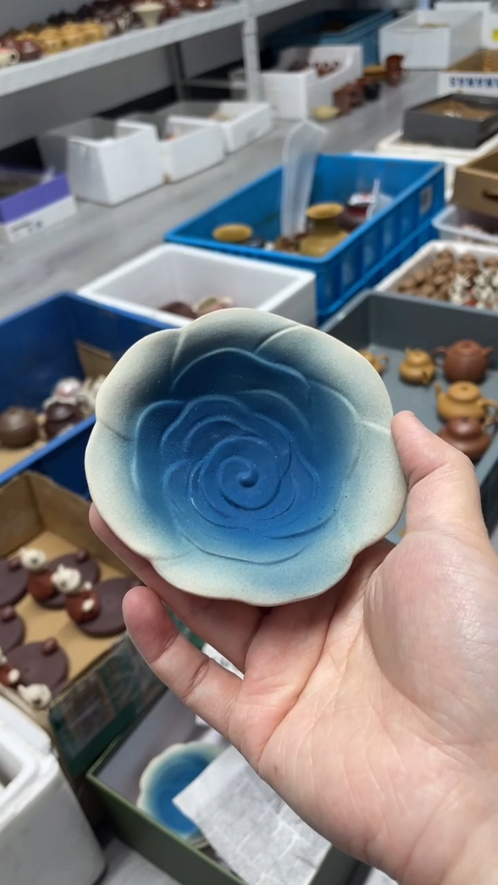 茶壶紫砂蓝色妖姬杯子