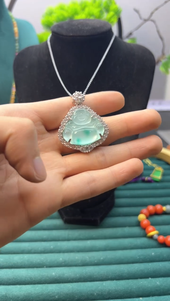 【闪购商品】翡翠吊坠(赠链)银S925镶嵌D125