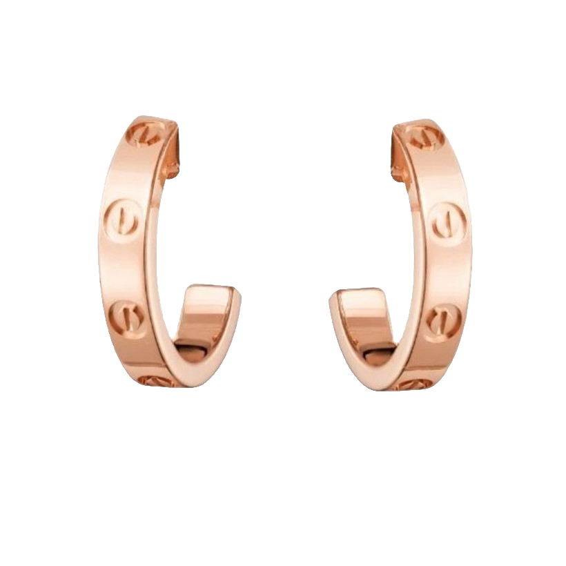 99新 Cartier/卡地亚 经典半圆玫瑰金love款耳钉/首饰