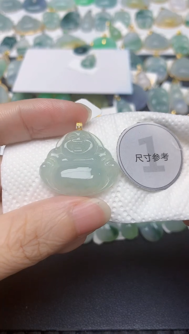 翡翠18K金镶嵌颈饰天然缅甸A货翡翠