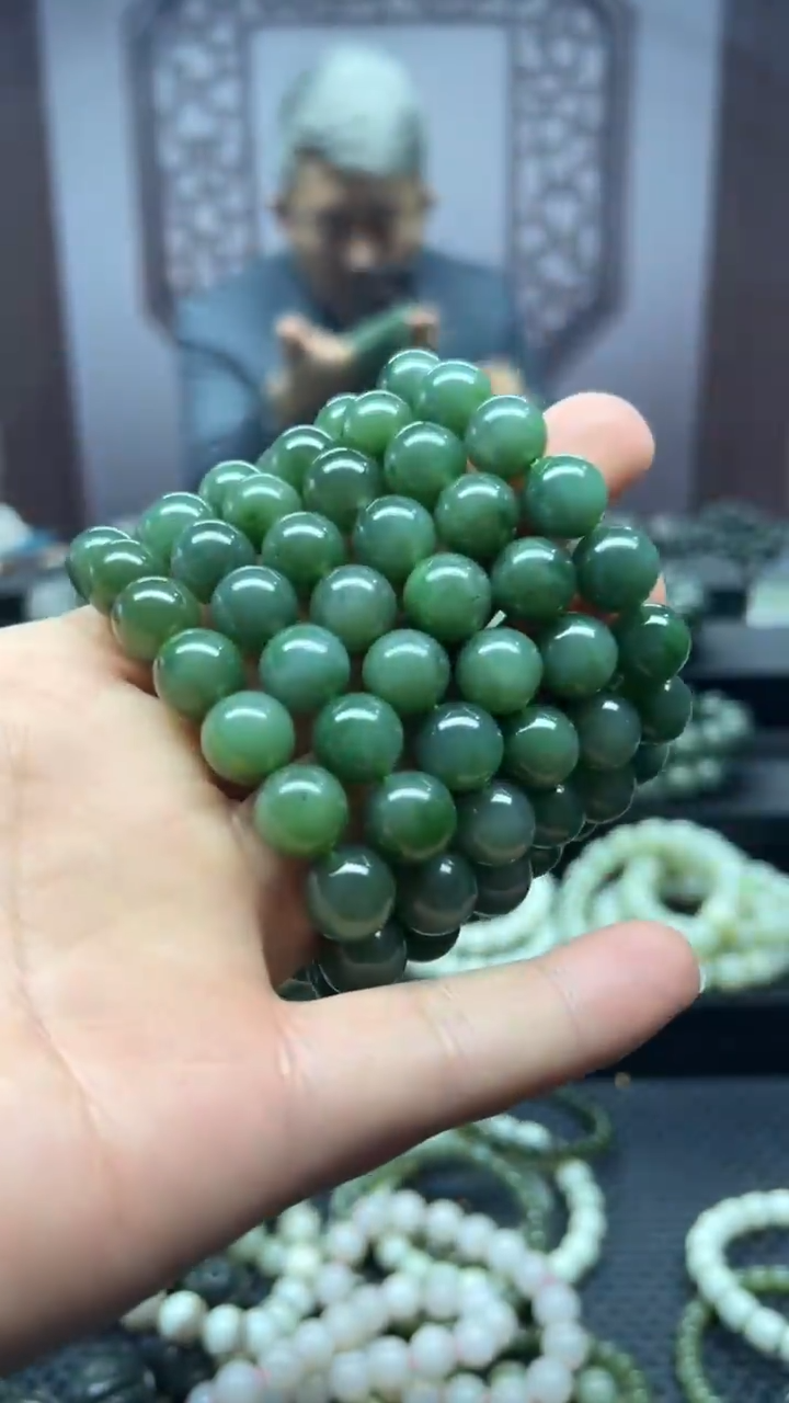 【闪购商品】和田玉手串未镶嵌碧玉卡12多样性拍一发一