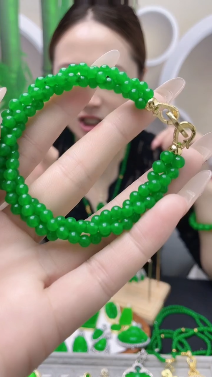 14K金镶嵌手链翡翠C156