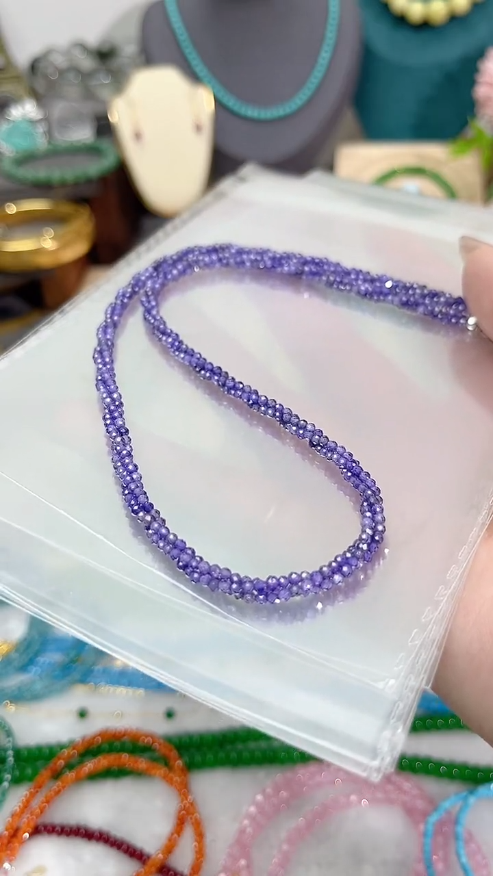 【闪购商品】尖晶石颈饰银S925镶嵌紫色麻花99