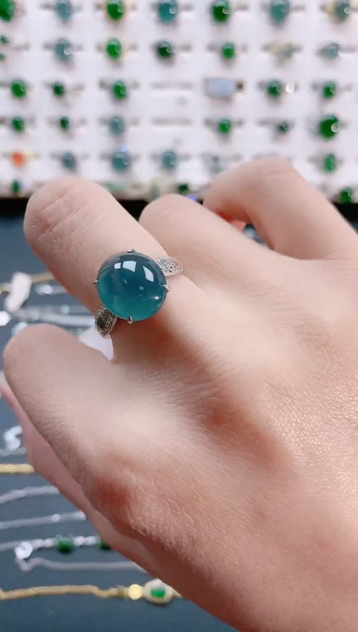【闪购商品】翡翠戒指银S925镶嵌天然翡翠