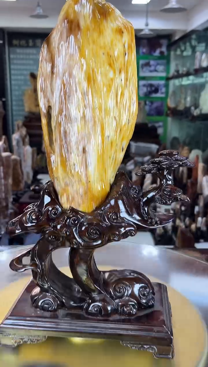 缅甸天然树化玉摆件